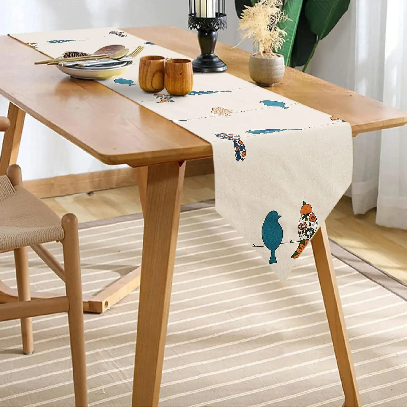 100% Cotton Table runner For 4 or 6 seater Dining / Centre Table - Humming bird