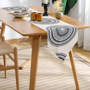 100% Cotton Table runner For 4 or 6 seater Dining / Centre Table - Trellis Black