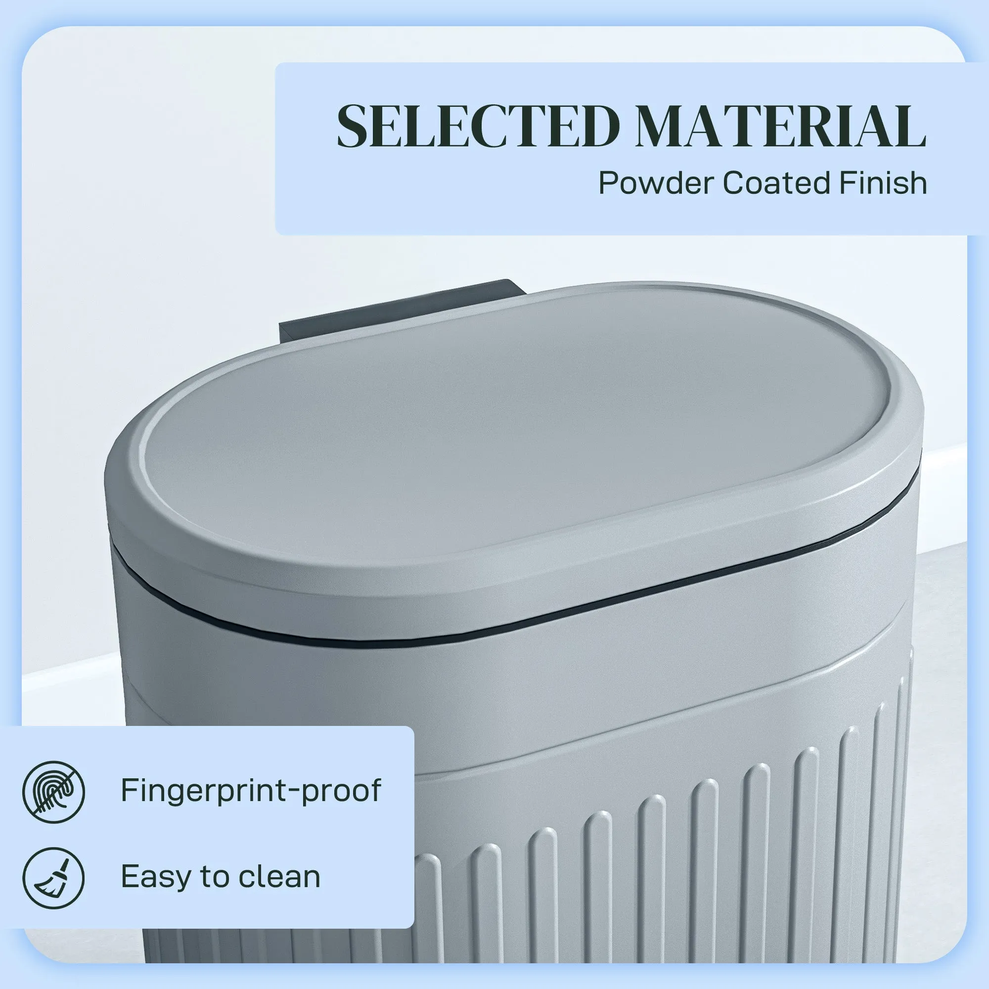 20L Pedal Bin, Metal Kitchen Bin with Soft-close Lid, Grey