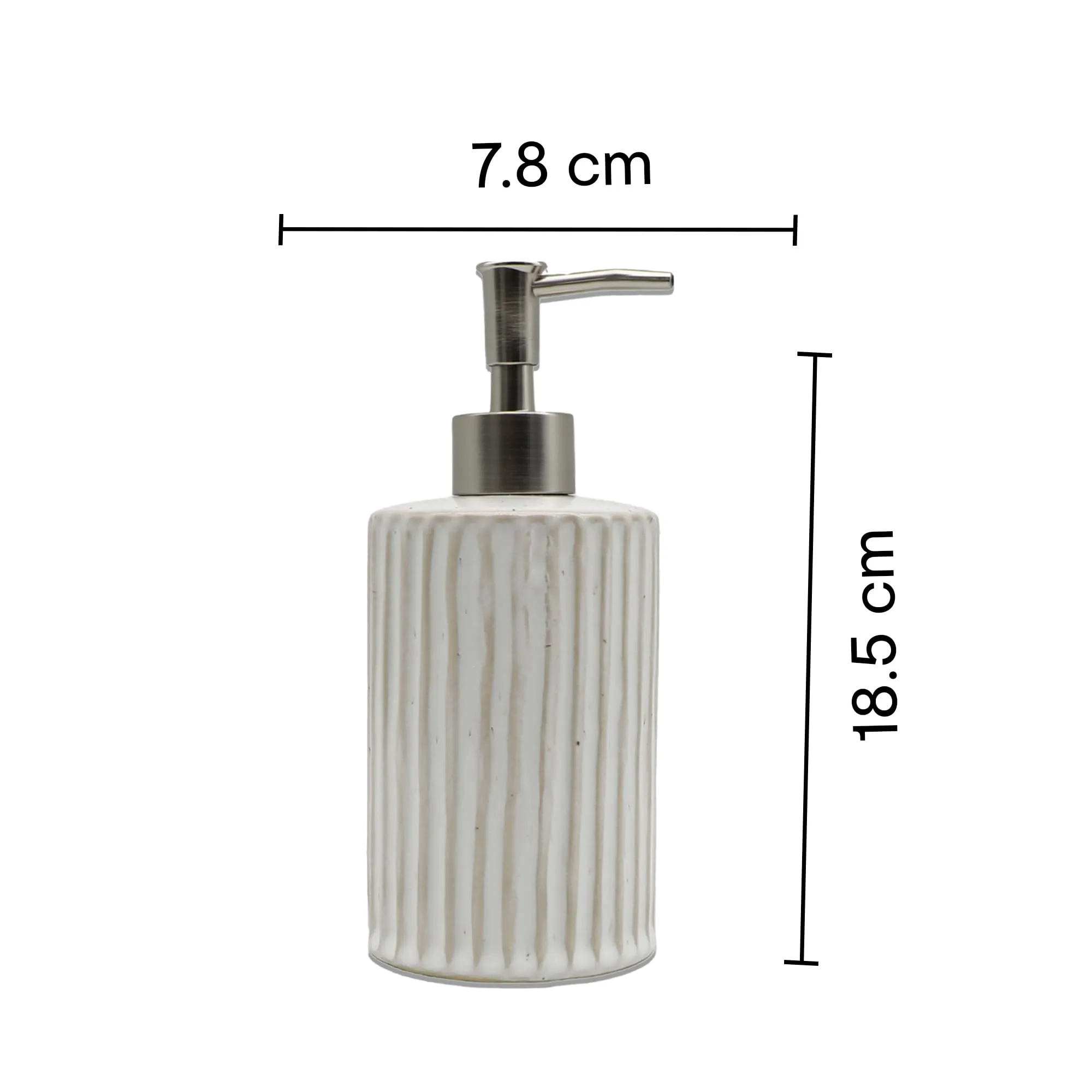 Anko Soap Dispenser Reactive Lined- Set of 2 - Stylish Ceramic Bath Accessory Set | Durable Plastic Sprayer | Natural Finish | 18.5x8.2cm