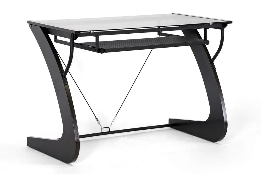 Baxton Studio Sculpten Dark Brown Modern Computer Desk