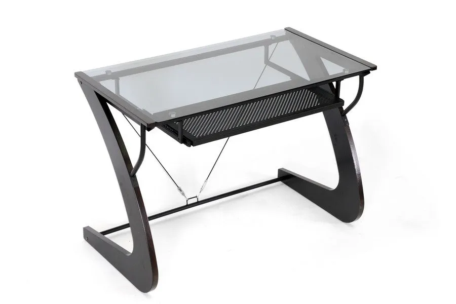 Baxton Studio Sculpten Dark Brown Modern Computer Desk