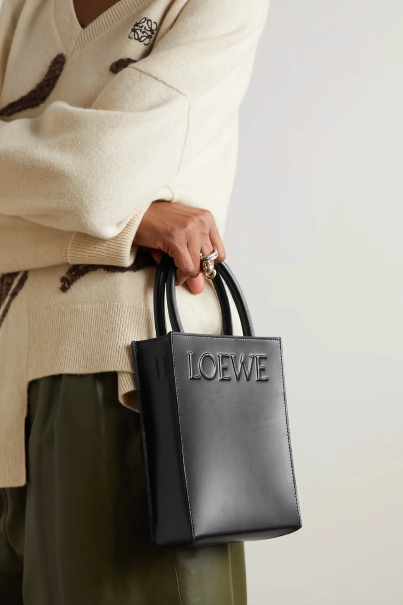 Black Embossed Leather Tote