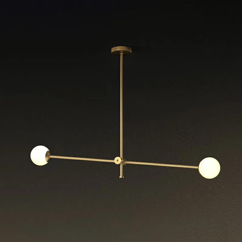 Brass Finish Swivel Arm Chandelier with Ball Glass Shade