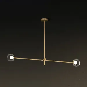 Brass Finish Swivel Arm Chandelier with Ball Glass Shade