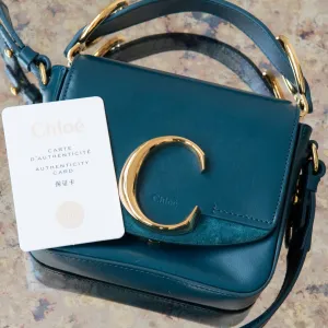 Chloe Petrol Blue Mini C Logo Crossbody Bag
