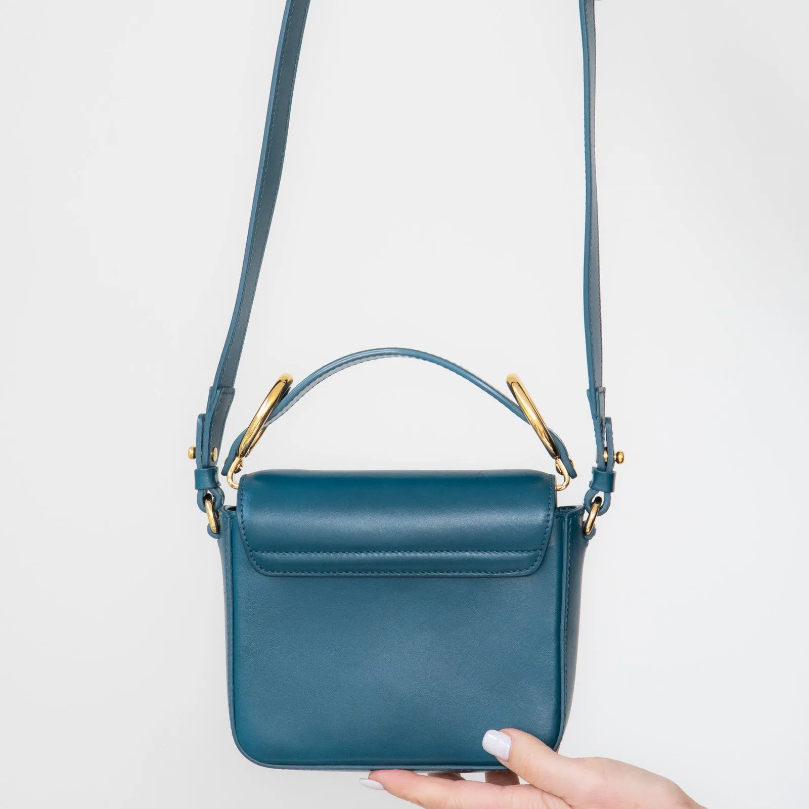Chloe Petrol Blue Mini C Logo Crossbody Bag