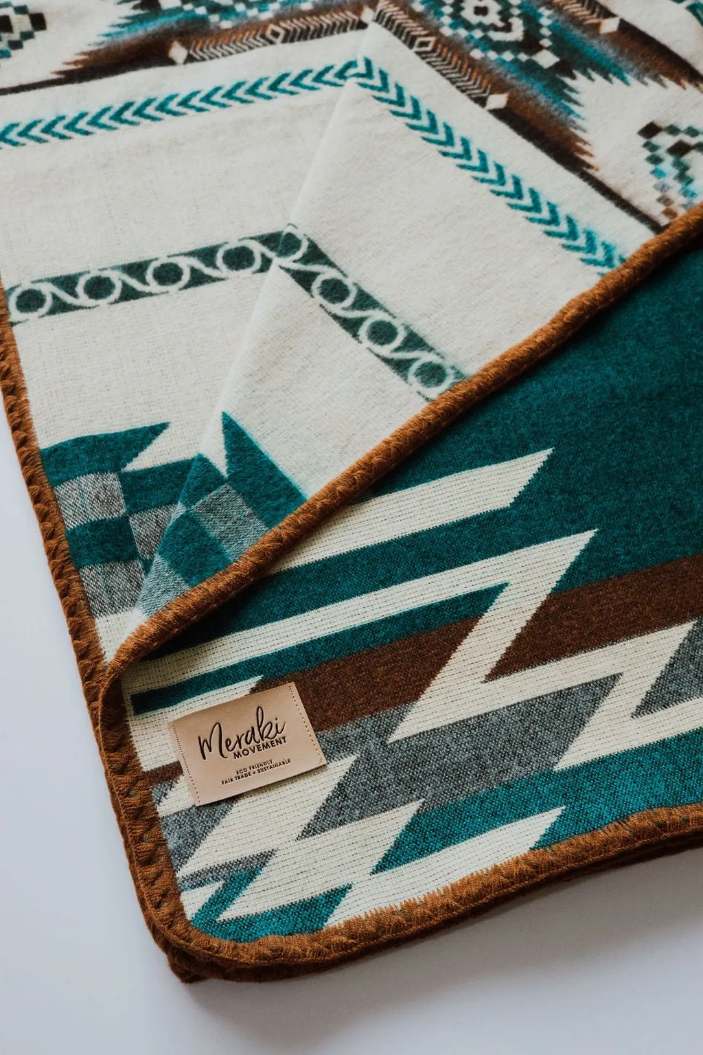 Circles Aztek Alpaca Throw Blanket - Brown Edge
