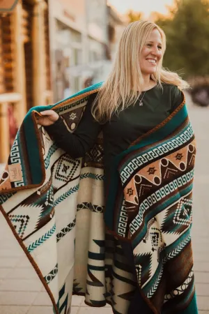 Circles Aztek Alpaca Throw Blanket - Brown Edge
