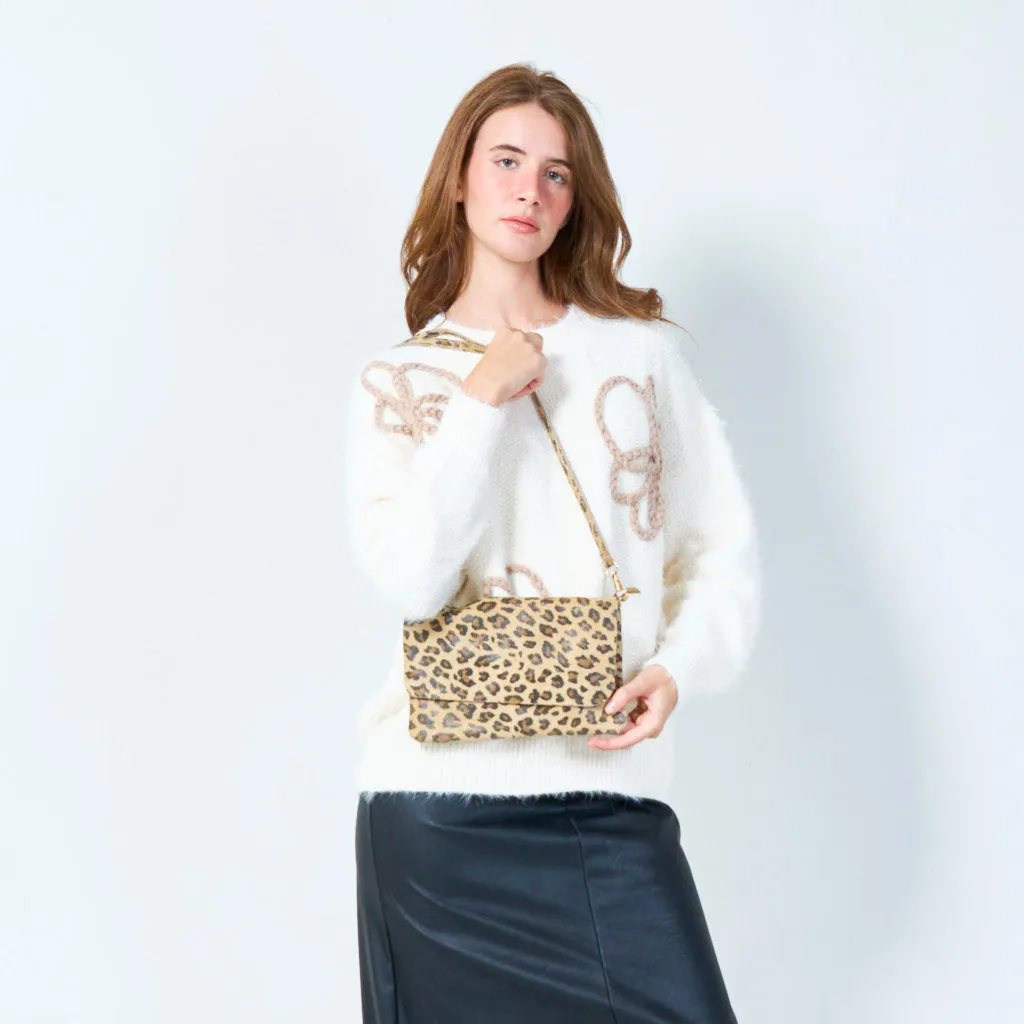 Compact crossbody bag with leopard pattern wholesale