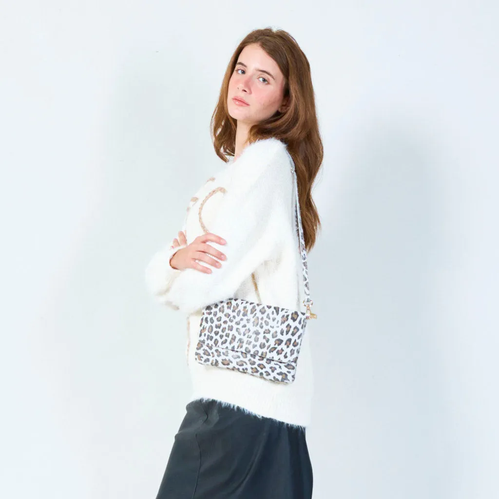 Compact crossbody bag with leopard pattern wholesale