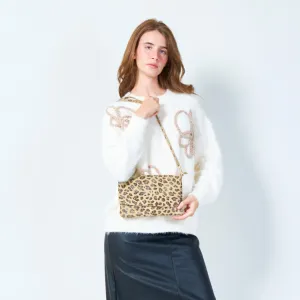Compact crossbody bag with leopard pattern wholesale