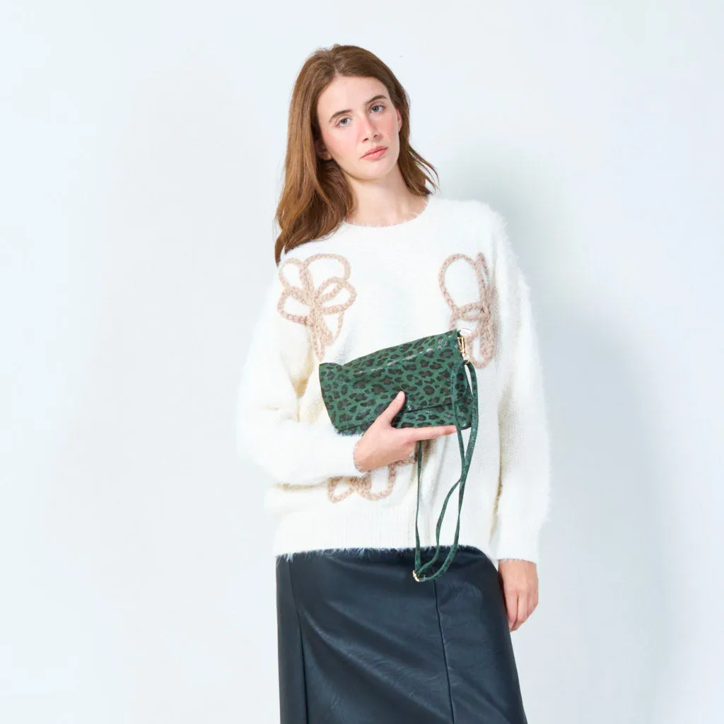 Compact crossbody bag with leopard pattern wholesale