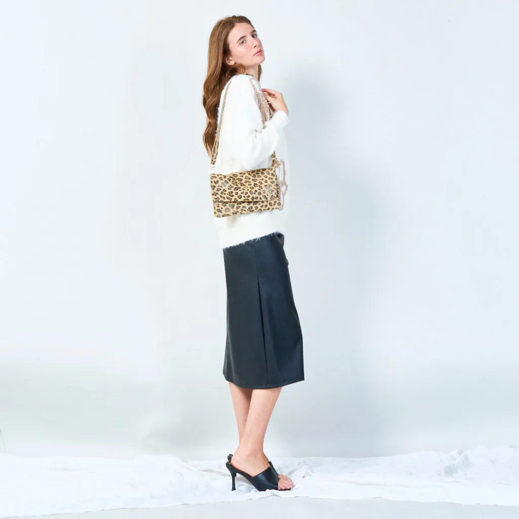 Compact crossbody bag with leopard pattern wholesale