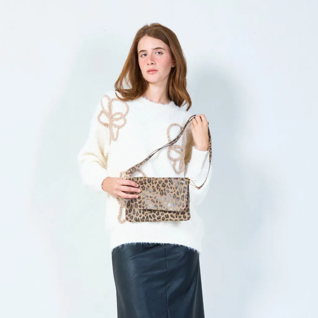 Compact crossbody bag with leopard pattern wholesale