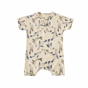 Cotton Shorty Romper || Seal Splash