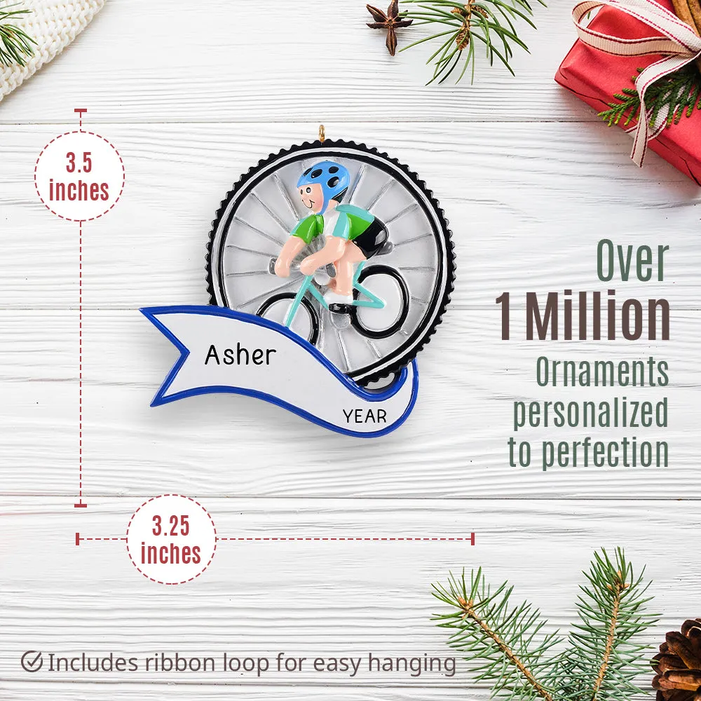 Cycling Personalized Ornament - Boy