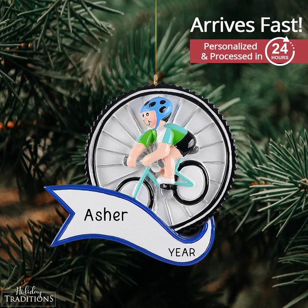 Cycling Personalized Ornament - Boy