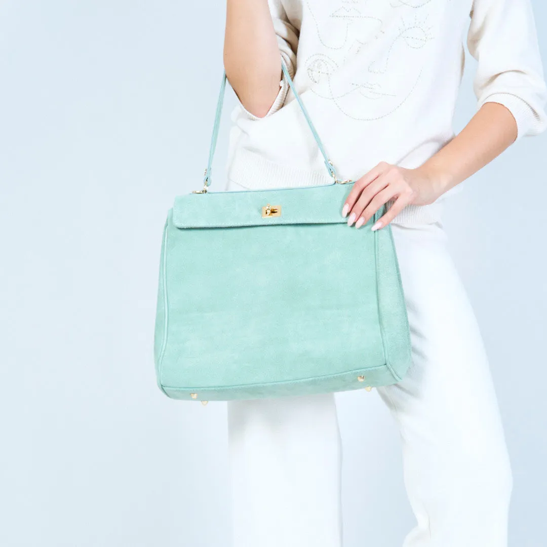 Elegant suede handbag with metal accents wholesale