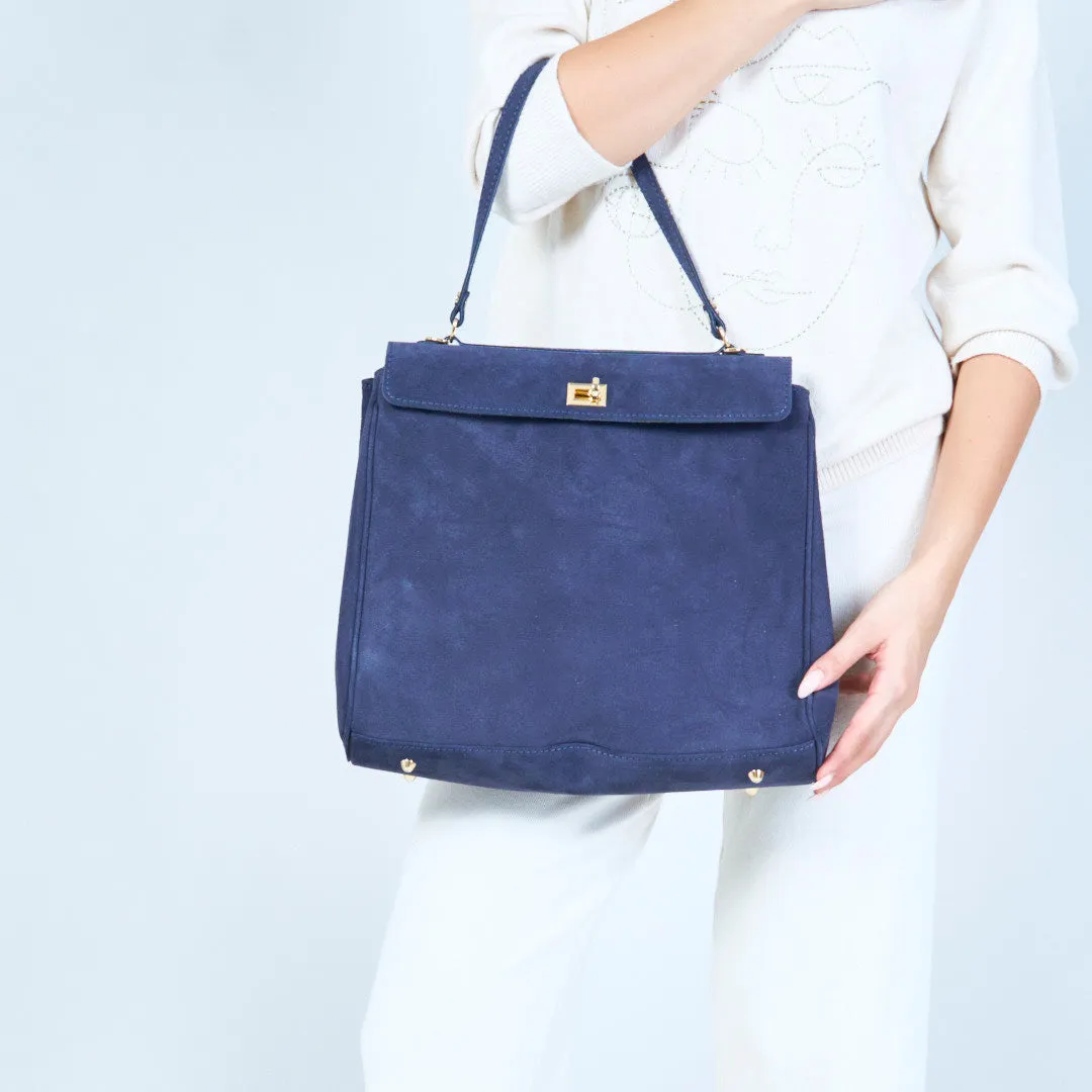 Elegant suede handbag with metal accents wholesale