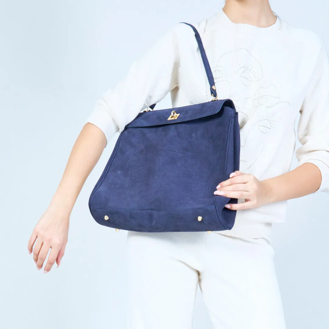 Elegant suede handbag with metal accents wholesale