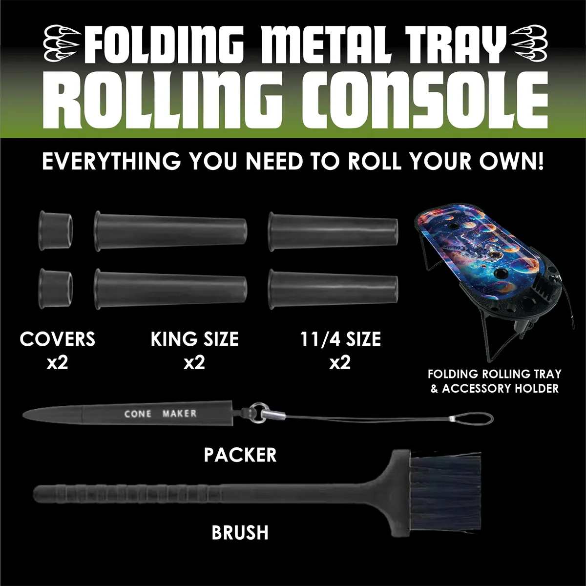 Folding Metal Tray Rolling Console - 6 Pieces Per Retail Ready Display 25267