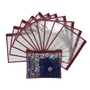 Kuber Industries PVC 12 Pieces Single Packing Saree Cover (Maroon),CTKTLUG53