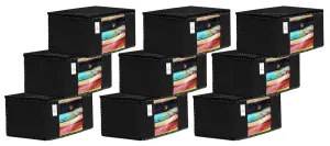 Kuber Industries Saree Covers With Zip|Saree Covers For Storage|Saree Packing Covers For Wedding|Pack of 9 (Black)