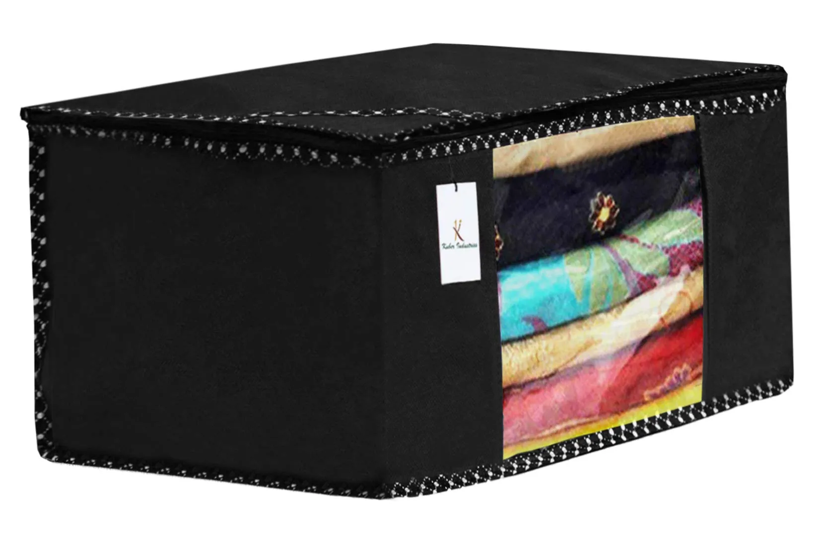 Kuber Industries Saree Covers With Zip|Saree Covers For Storage|Saree Packing Covers For Wedding|Pack of 9 (Black)