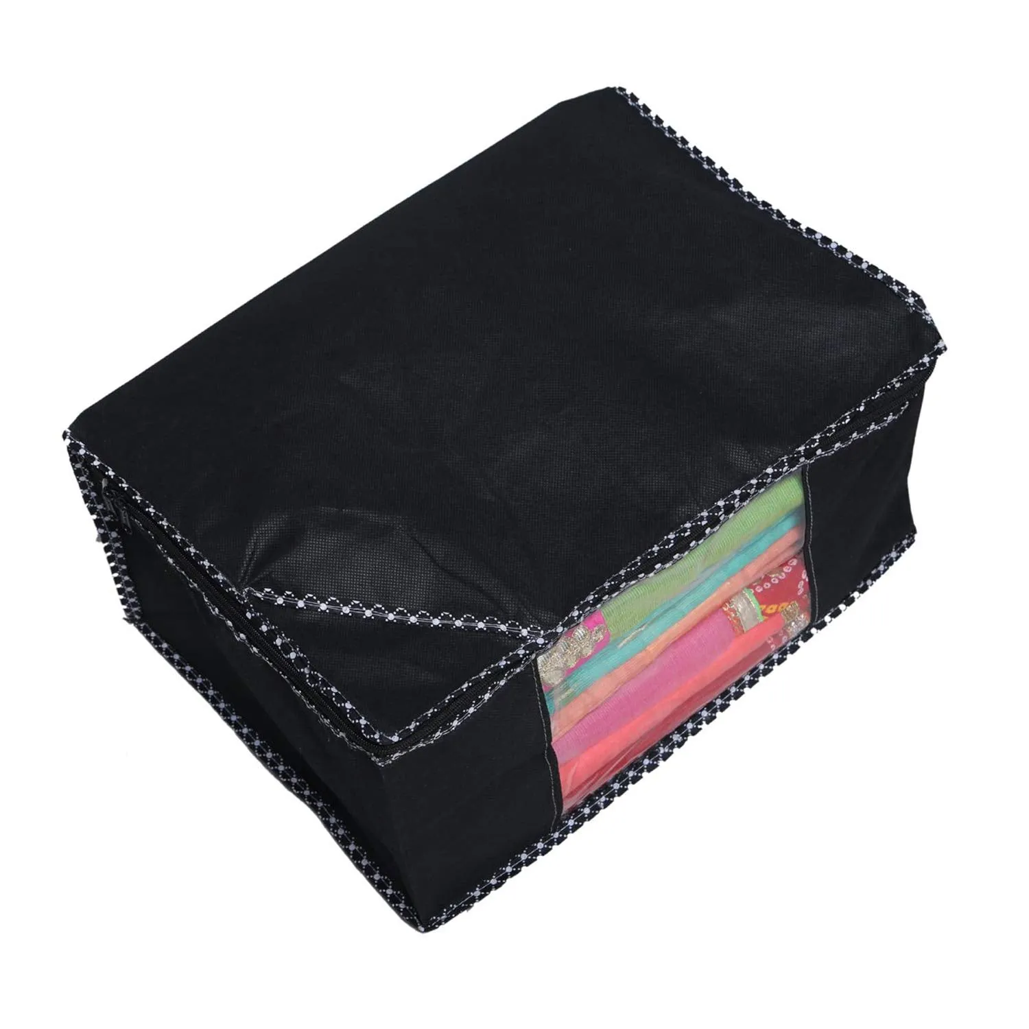 Kuber Industries Saree Covers With Zip|Saree Covers For Storage|Saree Packing Covers For Wedding|Pack of 9 (Black)