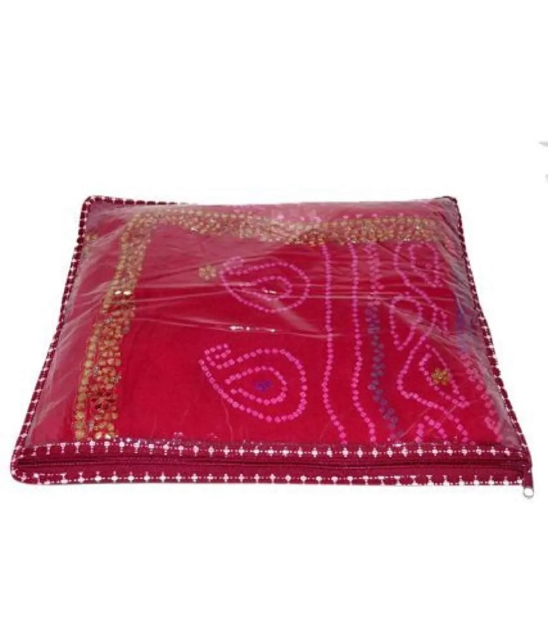 Kuber Industries Single Saree Covers With Zip|Saree Packing Covers For Wedding|Saree Cover Set Of 12 (Maroon)