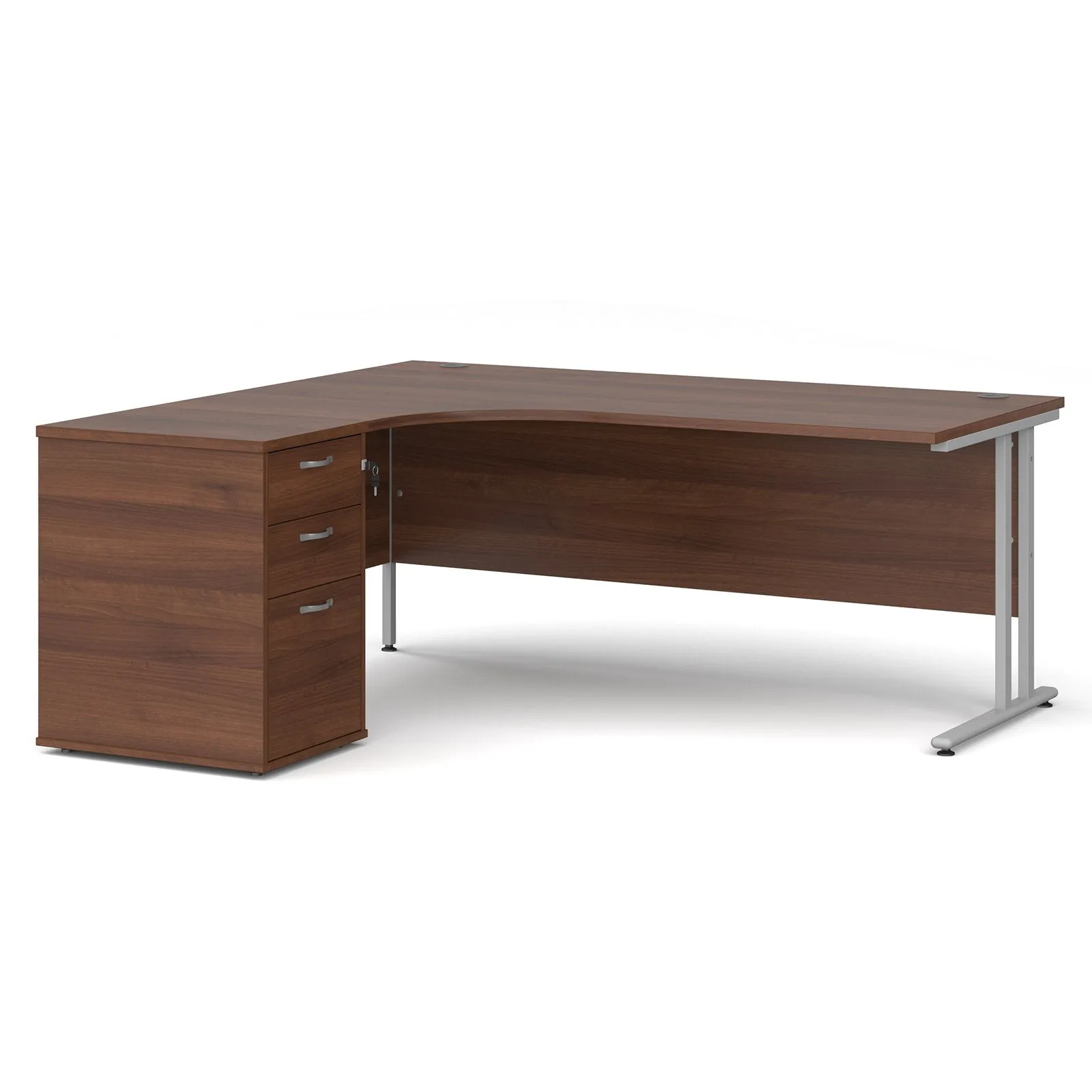 Left and right hand corner desk with pedestal - White Corner Desk, walnut, oak, grey oak, and beech