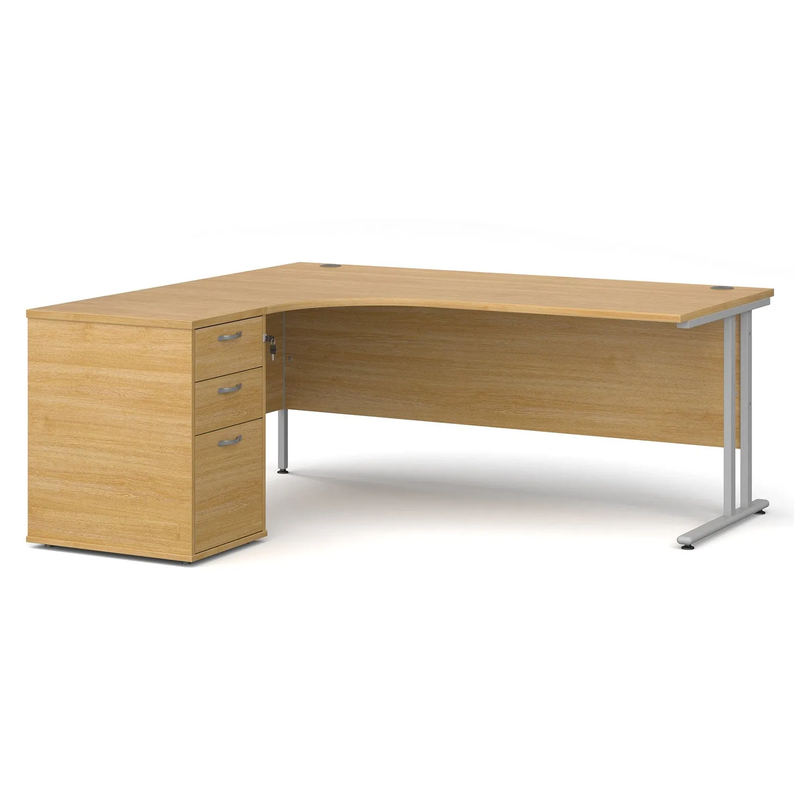 Left and right hand corner desk with pedestal - White Corner Desk, walnut, oak, grey oak, and beech