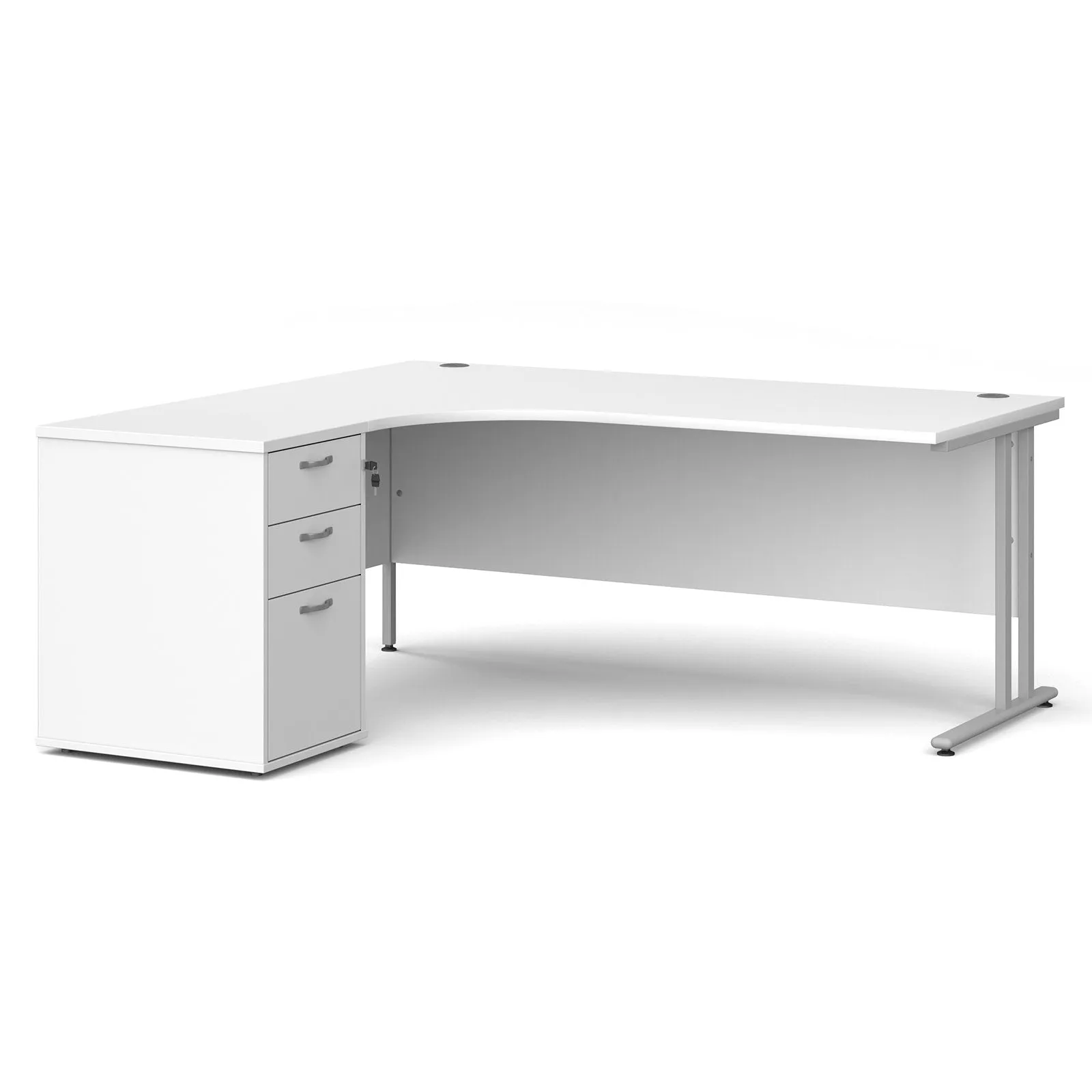 Left and right hand corner desk with pedestal - White Corner Desk, walnut, oak, grey oak, and beech