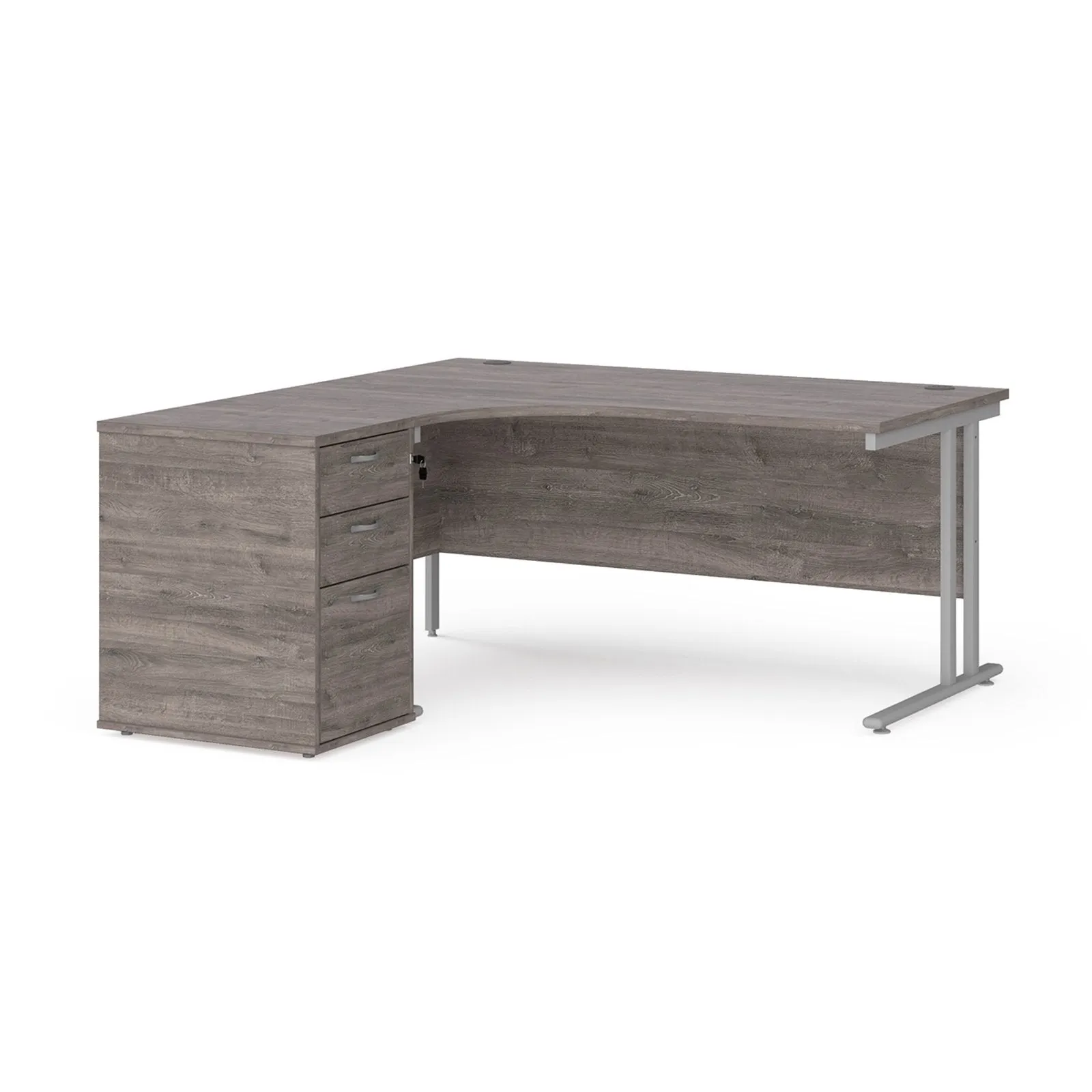 Left and right hand corner desk with pedestal - White Corner Desk, walnut, oak, grey oak, and beech
