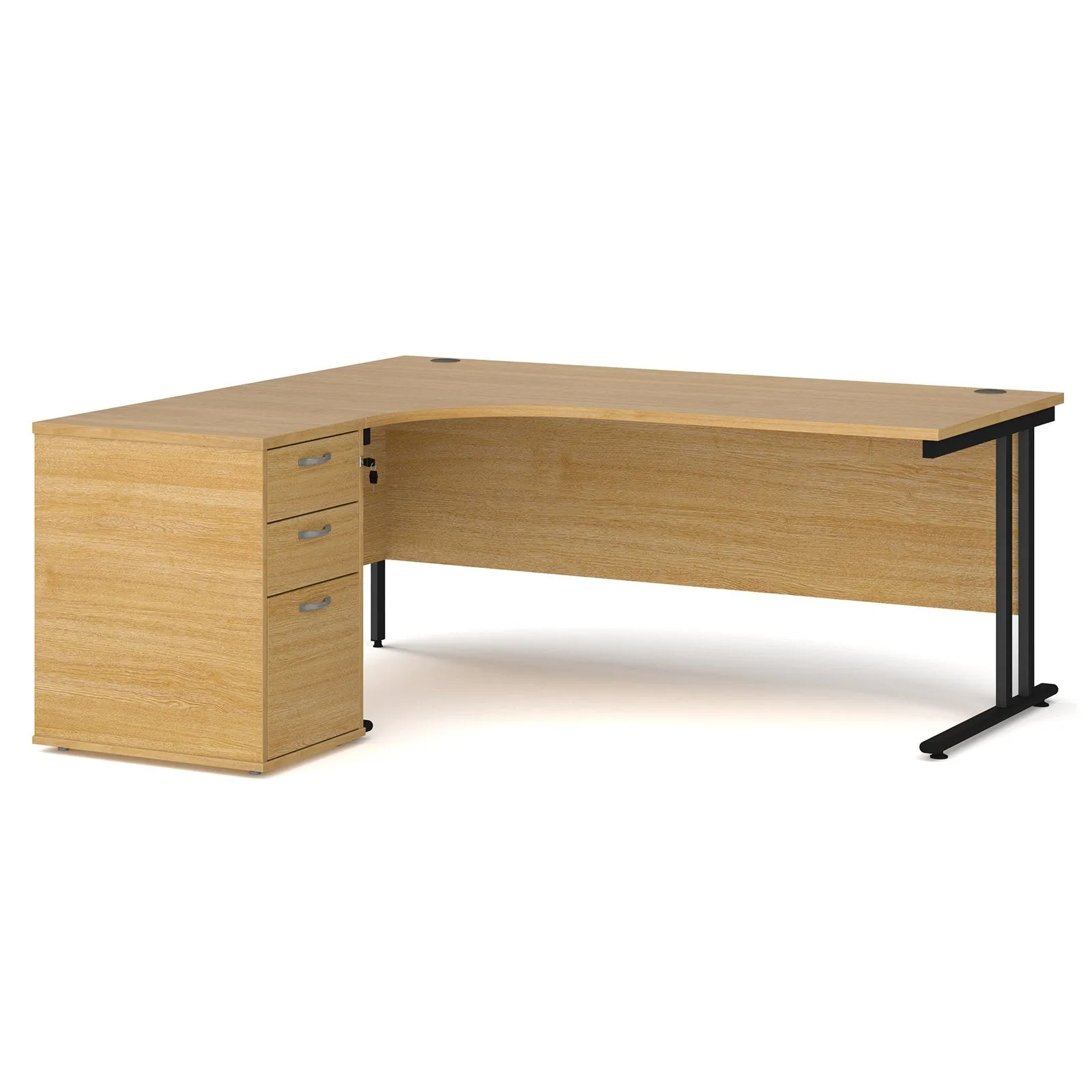 Left and right hand corner desk with pedestal - White Corner Desk, walnut, oak, grey oak, and beech