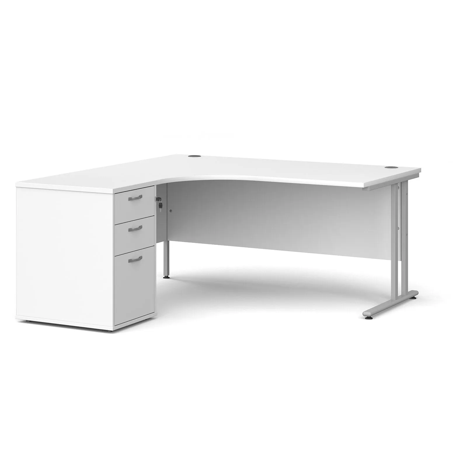 Left and right hand corner desk with pedestal - White Corner Desk, walnut, oak, grey oak, and beech