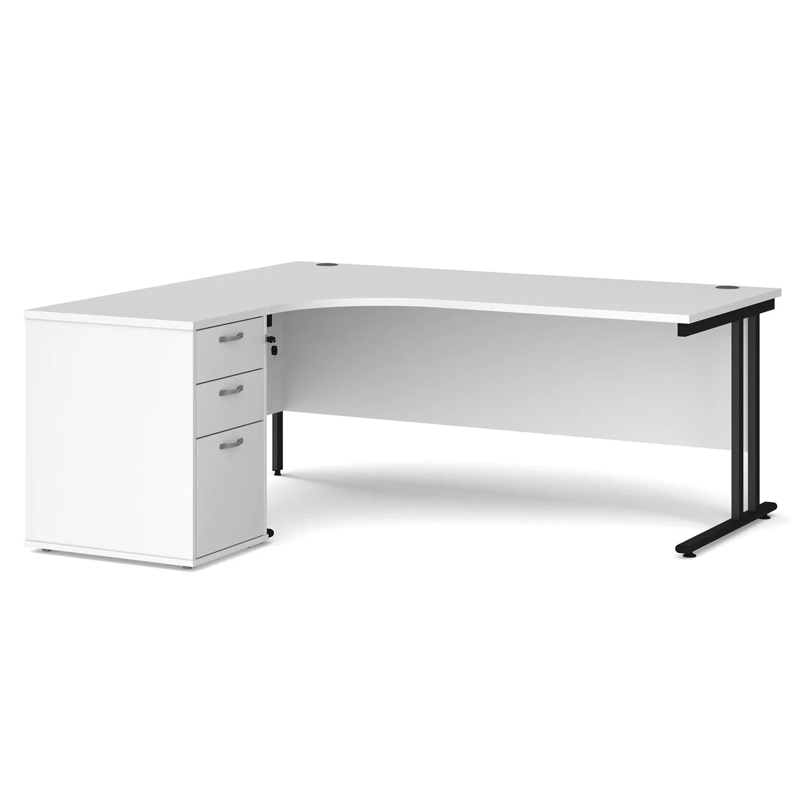 Left and right hand corner desk with pedestal - White Corner Desk, walnut, oak, grey oak, and beech