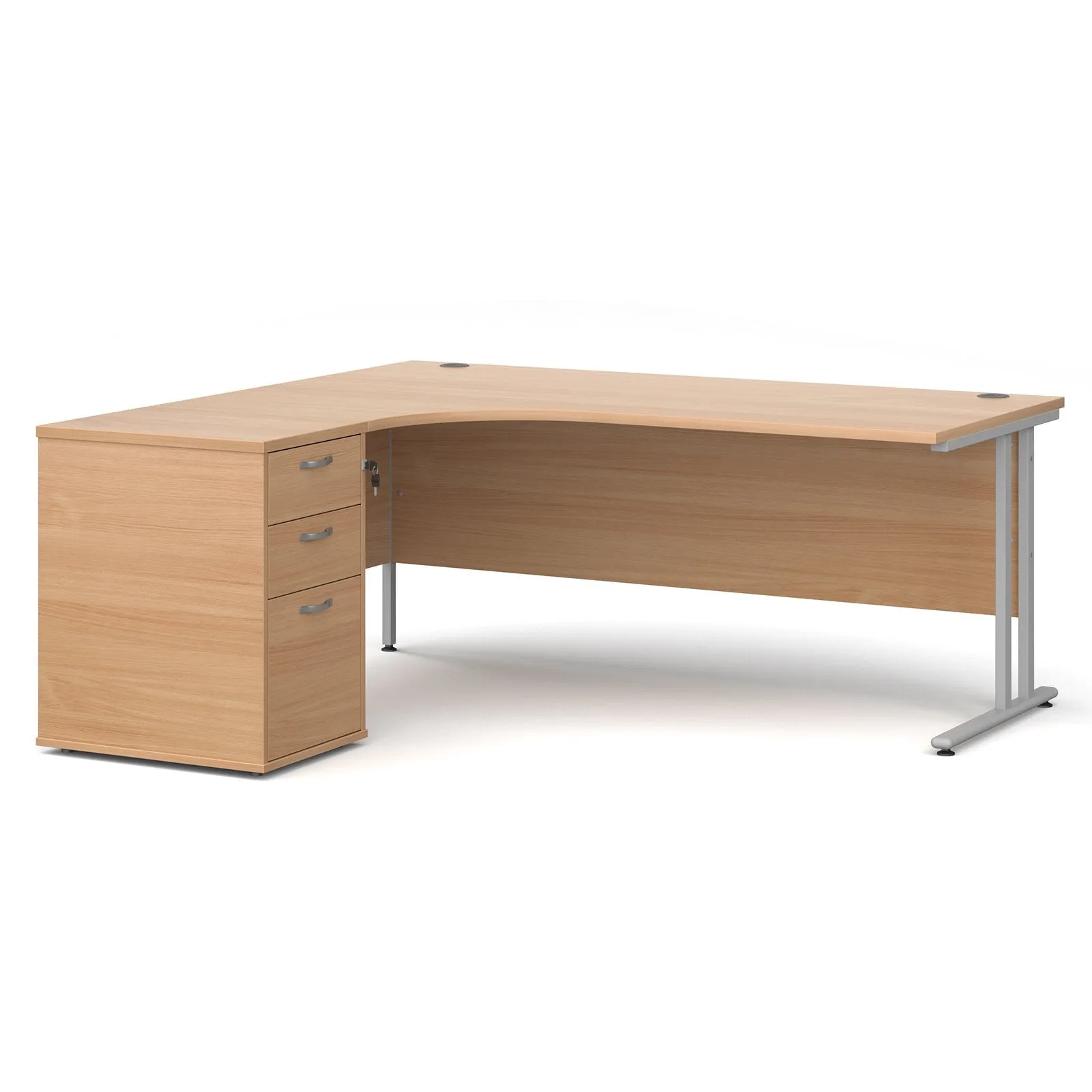 Left and right hand corner desk with pedestal - White Corner Desk, walnut, oak, grey oak, and beech