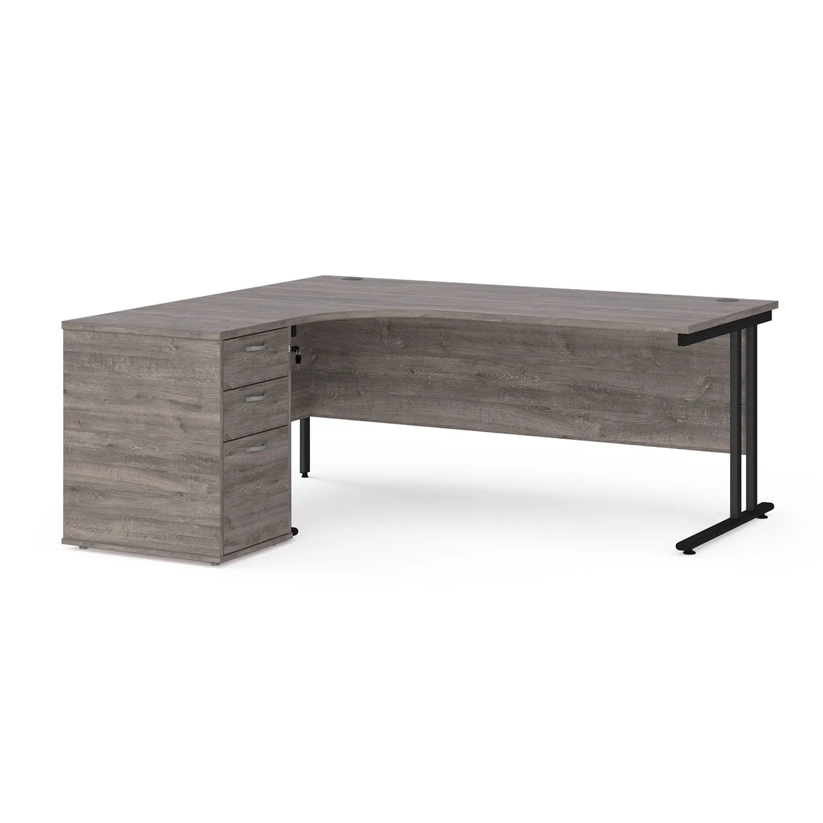 Left and right hand corner desk with pedestal - White Corner Desk, walnut, oak, grey oak, and beech