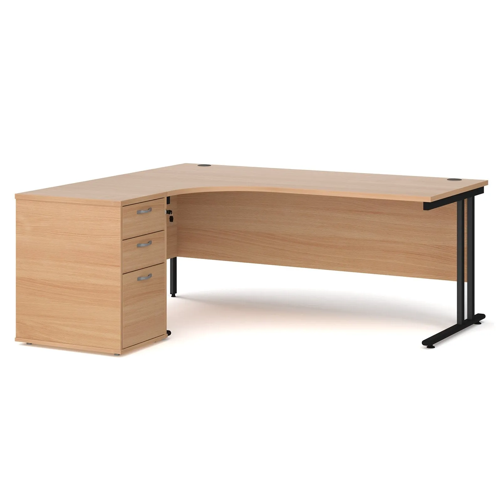 Left and right hand corner desk with pedestal - White Corner Desk, walnut, oak, grey oak, and beech