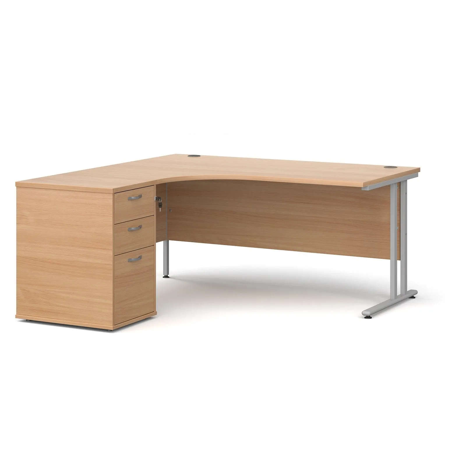 Left and right hand corner desk with pedestal - White Corner Desk, walnut, oak, grey oak, and beech