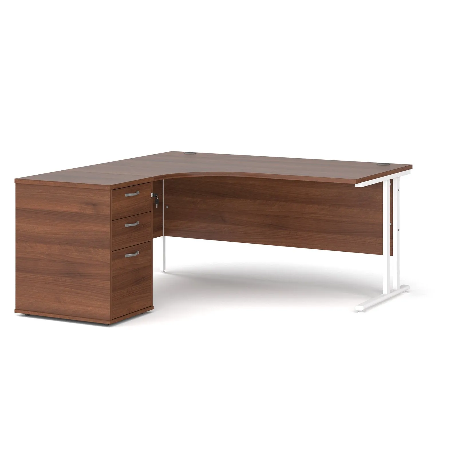 Left and right hand corner desk with pedestal - White Corner Desk, walnut, oak, grey oak, and beech