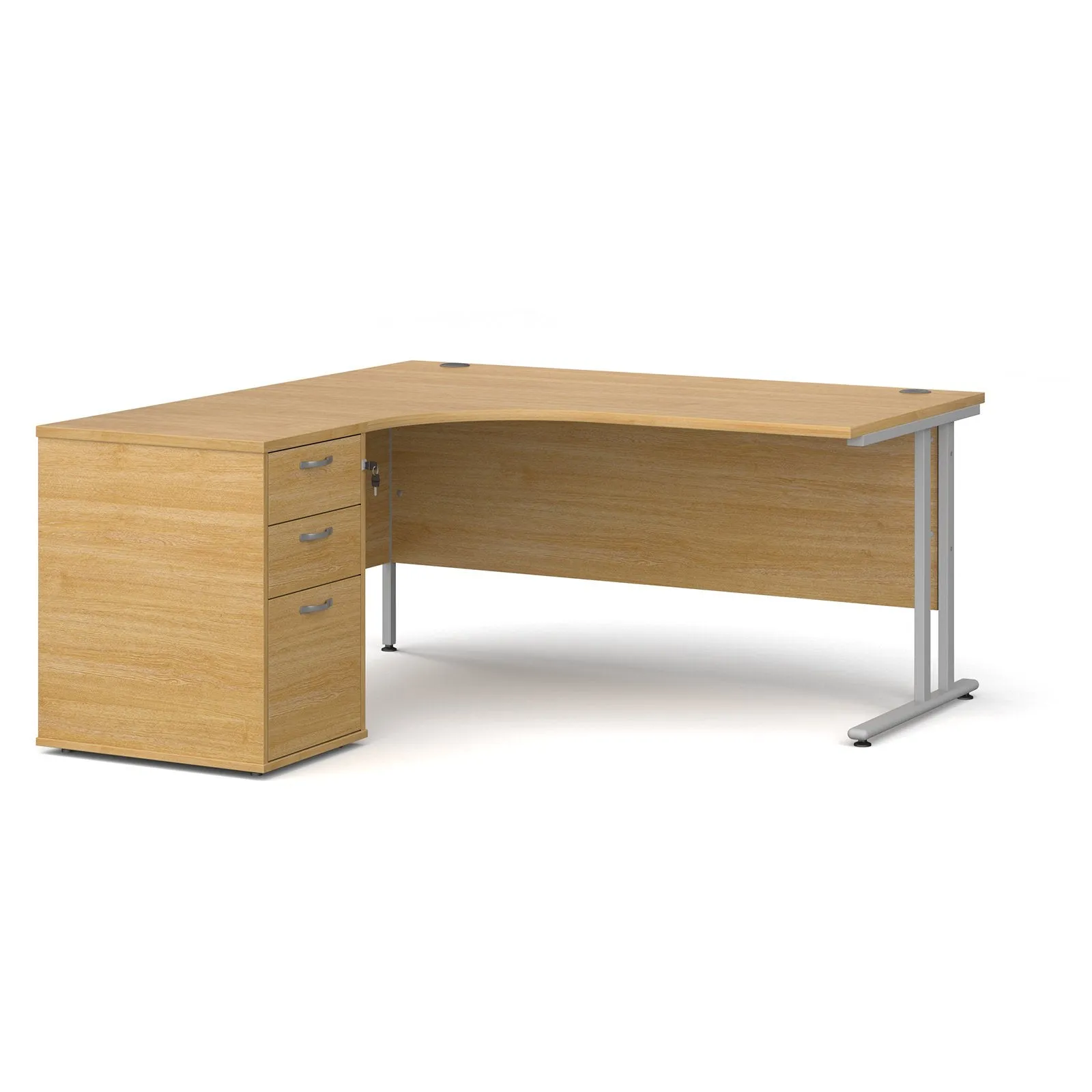 Left or Right hand Corner desk with Drawers - Oak, white, beech, grey oak and walnut