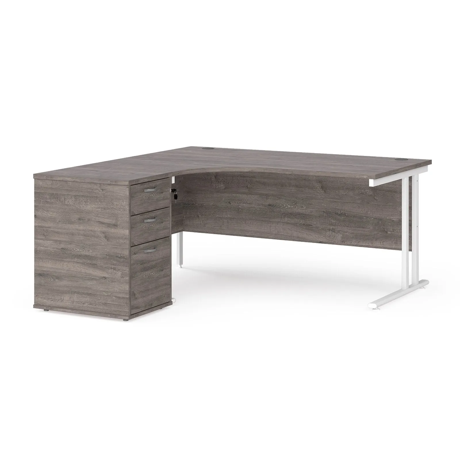 Left or Right hand Corner desk with Drawers - Oak, white, beech, grey oak and walnut