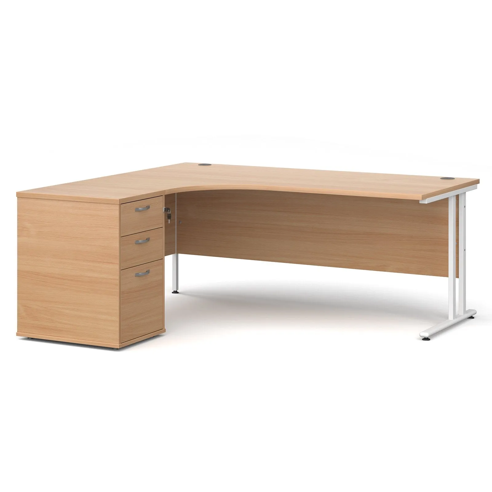 Left or Right hand Corner desk with Drawers - Oak, white, beech, grey oak and walnut