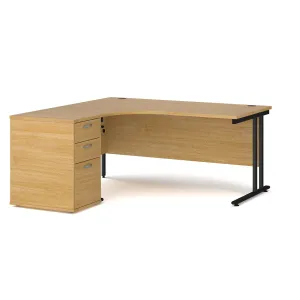 Left or Right hand Corner desk with Drawers - Oak, white, beech, grey oak and walnut