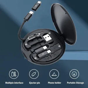Lenyes 6-in-1 Multi-Functional Storage Box with Multiple Interfaces, Phone Holder, and Data Transfer