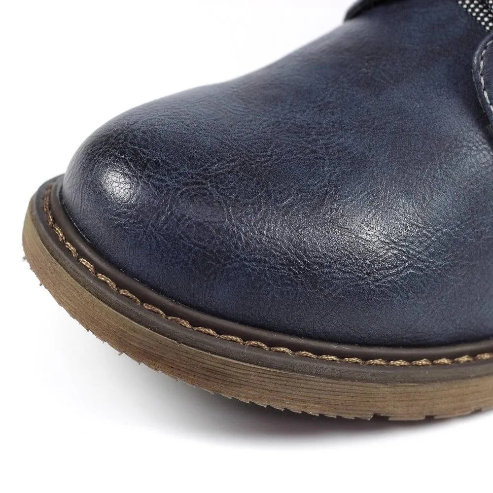 Lunar GLB090 Benson III Ladies Navy Waterproof Zip & Lace Ankle Boots