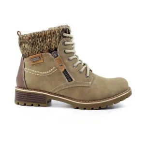 Lunar GLB123 ST Millie Ladies Stone Waterproof Zip & Lace Ankle Boots